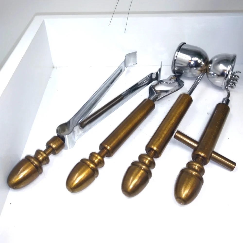 Antique Brass Bartender 4pc. Tool Set
